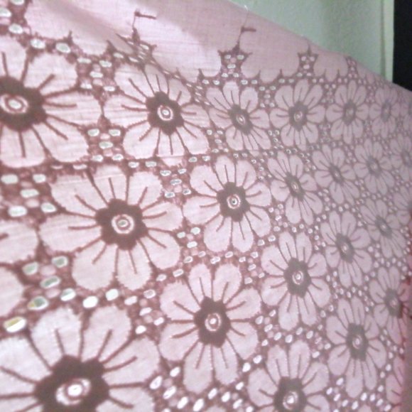 Rose Pink Cotton Eyelet Embroidered Fabric FAT QUARTER - Picture 3 of 3